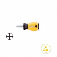 Wiha SoftFinish® ESD Phillips Screwdriver Stubby - Dissipative Handle, ESD-Safe - PH 1 - 32154
